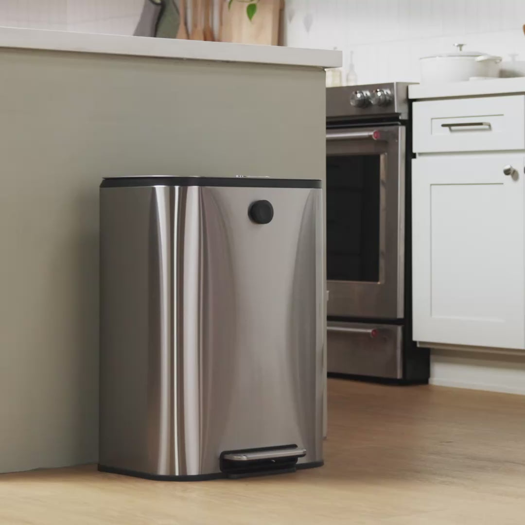 Load video: UnPoof™ Vacuum-Seal Kitchen Trash Can, 13-Gallon